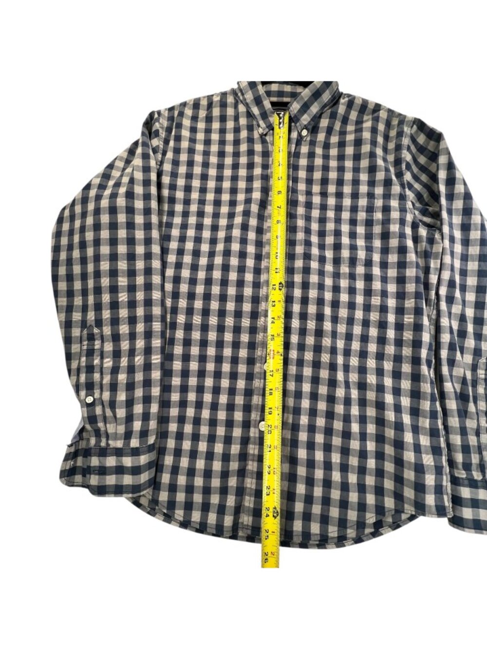 Abercrombie & Fitch Blue White Gingham Shirt Check Button Up Stretch M Mens - Picture 15 of 15